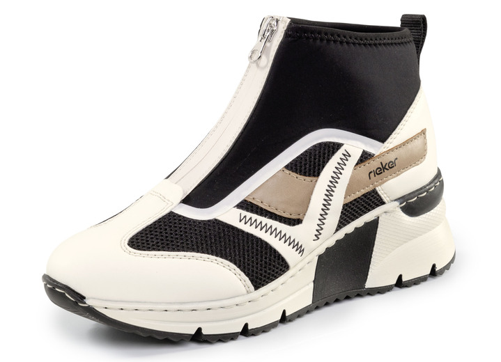 Komfortschuhe - Rieker, stylische Damen-Boots, Weite G, mit herausnehmbarem Fußbett, in Größe 036 bis 042, in Farbe CREME-SCHWARZ-BRAUN Ansicht 1