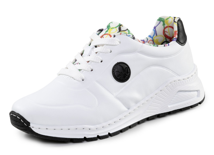 Komfortschuhe - Rieker Schnür-Sneaker mit Wechselfußbett, in Größe 036 bis 042, in Farbe WEISS-SCHWARZ Ansicht 1
