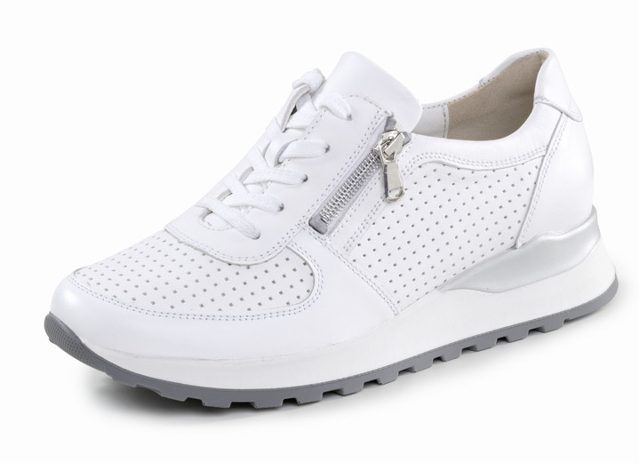 Komfortschuhe - Waldläufer Schnür-Sneaker aus Nappaleder, in Größe 3 1/2 bis 8, in Farbe WEISS Ansicht 1