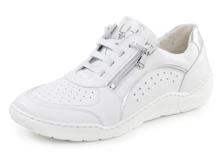 Komfortschuhe - Waldläufer Sneaker mit Perforation, in Größe 3 1/2 bis 8, in Farbe WEISS-SILBER Ansicht 1