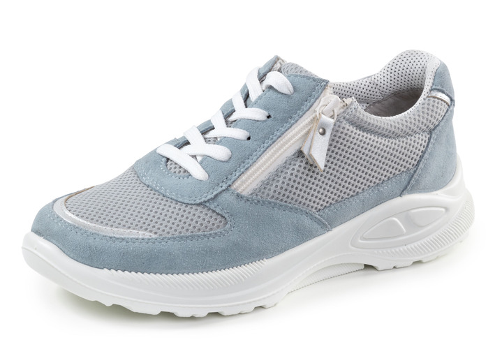 Komfortschuhe - Schnürschuh aus Meshmaterial und Veloursleder, in Größe 036 bis 042, in Farbe HELLBLAU Ansicht 1