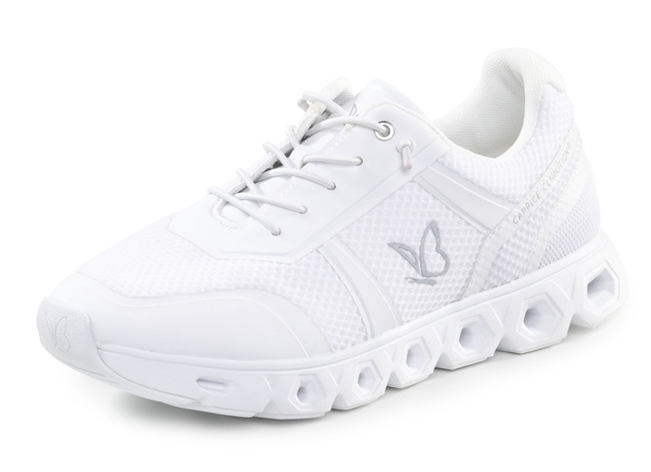 Komfortschuhe - Caprice Sneaker mit elastischer Zier-Schnürung, in Größe 036 bis 042, in Farbe WEISS Ansicht 1