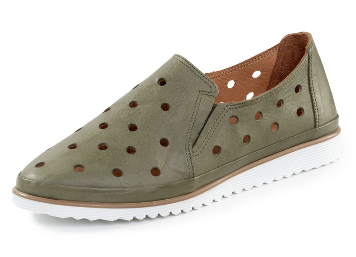 Slipper & Schnürschuhe - ELENA EDEN Slipper aus weichem Nappaleder mit Lochungen, in Größe 036 bis 041, in Farbe BLEU Ansicht 7