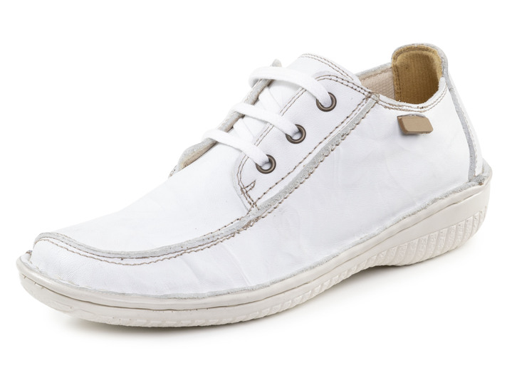 Komfortschuhe - ELENA EDEN Schnürschuh aus Nappaleder mit Knitter-Struktur, in Größe 036 bis 042, in Farbe JEANS Ansicht 4