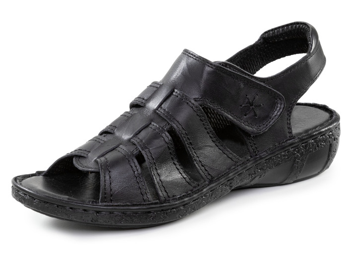 Komfortschuhe - ELENA EDEN Sandale aus Nappaleder mit dezenter Knitter-Struktur, in Größe 036 bis 042, in Farbe WEISS-BLAU Ansicht 4