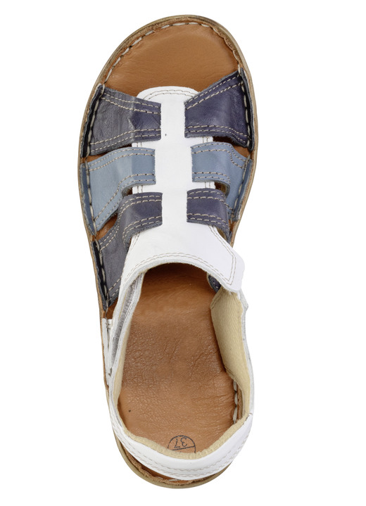 Komfortschuhe - ELENA EDEN Sandale aus Nappaleder mit dezenter Knitter-Struktur, in Größe 036 bis 042, in Farbe WEISS-BLAU Ansicht 2