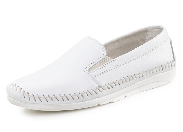 Komfortschuhe - ELENA EDEN Slipper mit seitlichen Gummizügen, in Größe 036 bis 042, in Farbe JEANS Ansicht 4