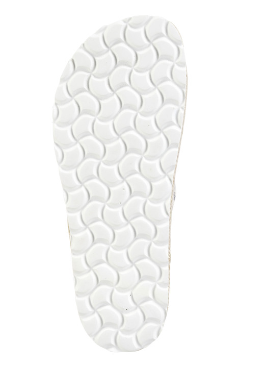 Komfortschuhe - ELENA EDEN Pantolette aus grob gewebtem Textilmaterial, in Größe 036 bis 042, in Farbe BEIGE-WEISS Ansicht 6