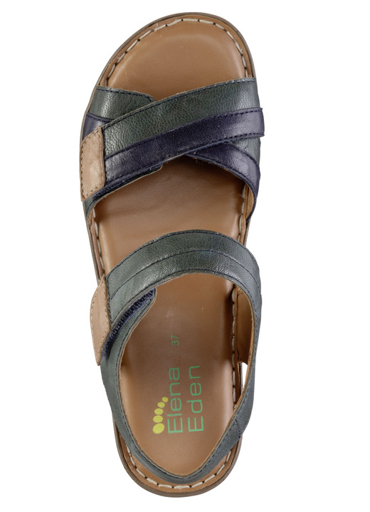 Komfortschuhe - ELENA EDEN Sandale aus Nappaleder mit Kontrastbesätzen, in Größe 036 bis 042, in Farbe PETROL-BLAU Ansicht 2