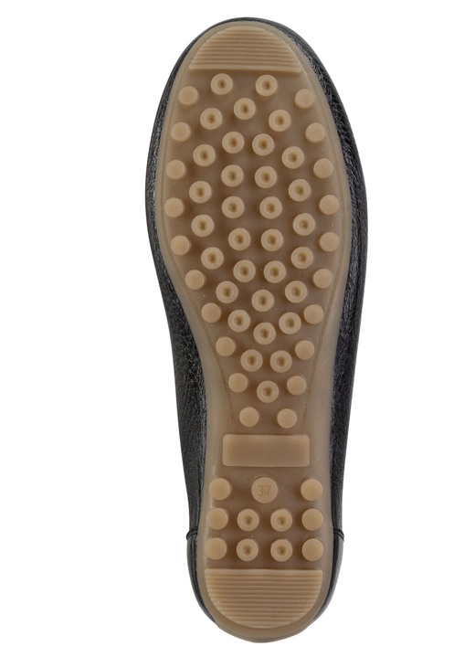Komfortschuhe - ELENA EDEN Mokassin-Slipper aus weichem, genarbtem Hirsch-Nappaleder, in Größe 036 bis 042, in Farbe SCHWARZ Ansicht 3