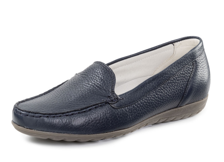 Komfortschuhe - Waldläufer, bequeme Damen-Slipper, Weite H, mit herausnehmbarem Fußbett, in Größe 3 1/2 bis 8, in Farbe MARINE Ansicht 1