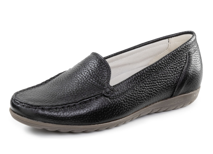 Komfortschuhe - Waldläufer, bequeme Damen-Slipper, Weite H, mit herausnehmbarem Fußbett, in Größe 3 1/2 bis 8, in Farbe SCHWARZ Ansicht 1