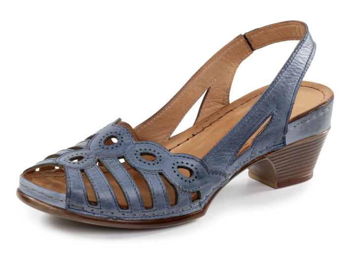 Sandaletten & Pantoletten - Gemini, klassische Damen-Sandaletten, Weite G, aus Leder, in Größe 036 bis 042, in Farbe JEANS Ansicht 1