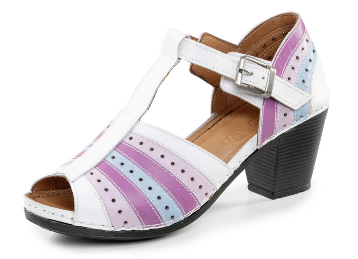 Komfortschuhe - Gemini, modische Damen-Sandaletten, Weite G, mit Gummizug, in Größe 036 bis 042, in Farbe WEISS-BUNT Ansicht 1