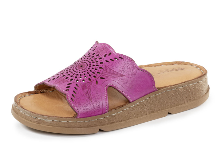 Komfortschuhe - Gemini Pantolette aus Nappaleder mit Perforation, in Größe 036 bis 042, in Farbe GRÜN Ansicht 4