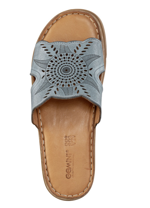 Komfortschuhe - Gemini Pantolette aus Nappaleder mit Perforation, in Größe 036 bis 042, in Farbe JEANS Ansicht 2