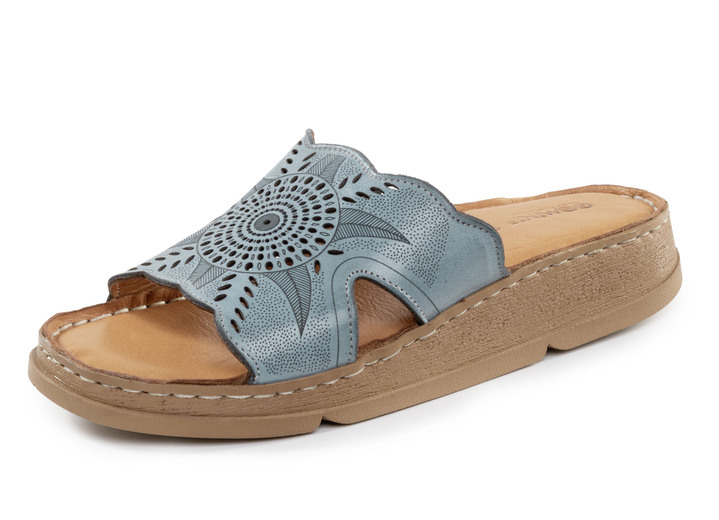 Komfortschuhe - Gemini Pantolette aus Nappaleder mit Perforation, in Größe 036 bis 042, in Farbe GRÜN Ansicht 7