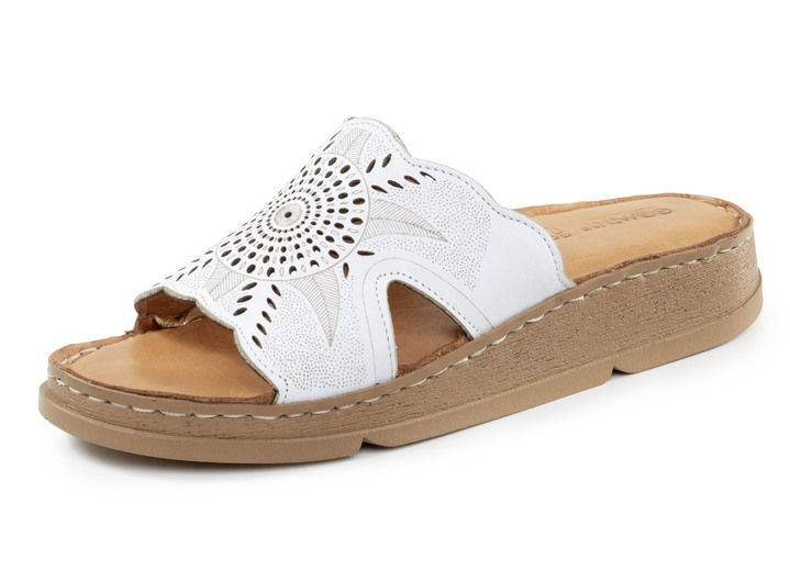 Komfortschuhe - Gemini Pantolette aus Nappaleder mit Perforation, in Größe 036 bis 042, in Farbe PINK Ansicht 7