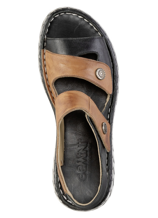 Komfortschuhe - Gemini Sandale mit Metallschmuck, in Größe 036 bis 042, in Farbe SCHWARZ-COGNAC Ansicht 2