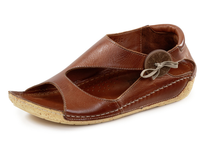 Komfortschuhe - Gemini Sandale aus teils schattiertem Rind-Nappaleder, in Größe 036 bis 042, in Farbe SCHWARZ Ansicht 4