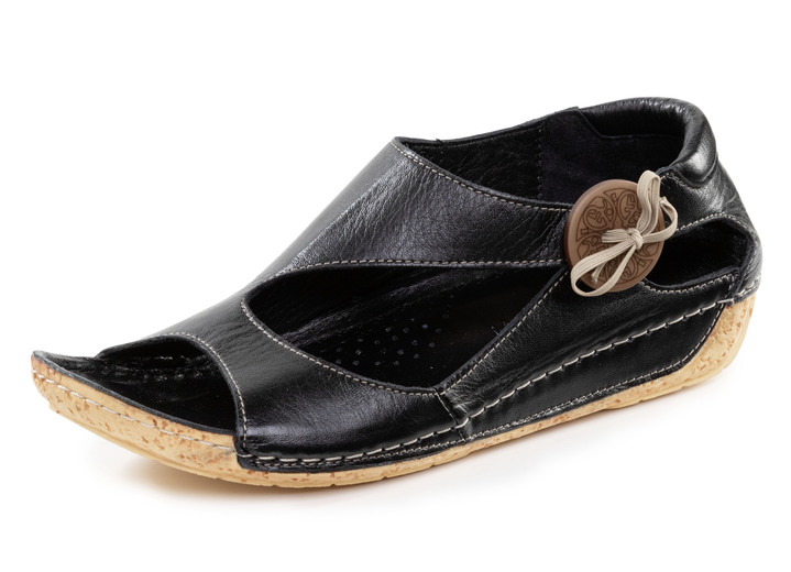 Komfortschuhe - Gemini Sandale aus teils schattiertem Rind-Nappaleder, in Größe 036 bis 042, in Farbe SCHWARZ Ansicht 1