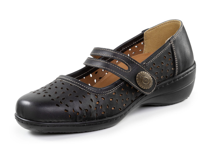 Slipper & Schnürschuhe - ELENA EDEN Spangenschuh aus luftig perforiertem Nappaleder, in Größe 036 bis 043, in Farbe SCHWARZ Ansicht 1