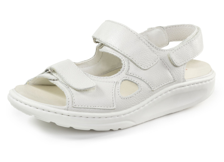 Komfortschuhe - Waldläufer, bequeme Damen-Sandalen, Weite H, mit herausnehmbarem Fußbett, in Größe 3 1/2 bis 8, in Farbe STAHLBLAU Ansicht 8