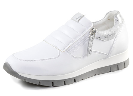 ELENA EDEN Sneaker aus Nappaleder und silbergrau geprägtem Veloursleder