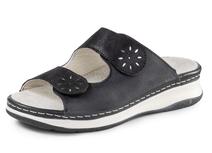 Komfortschuhe - ELENA EDEN, bequeme Damen-Pantoletten, Weite H, mit herausnehmbarem Fußbett, in Größe 036 bis 042, in Farbe TAUPE-ANTIKBRONZE Ansicht 4