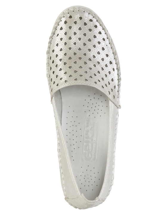 Komfortschuhe - Gemini Mokassin-Slipper aus weichem, glänzend geprägtem Nappaleder, in Größe 036 bis 042, in Farbe MATTSILBER Ansicht 2