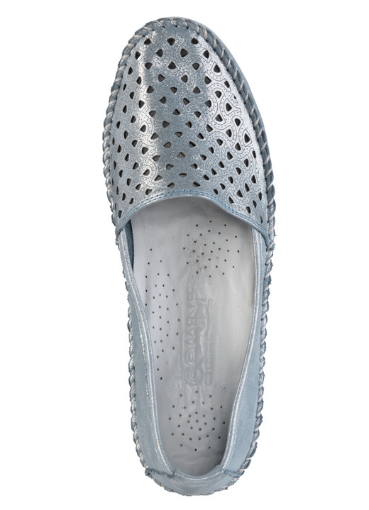 Komfortschuhe - Gemini Mokassin-Slipper aus weichem, glänzend geprägtem Nappaleder, in Größe 036 bis 042, in Farbe MATTSILBER Ansicht 5