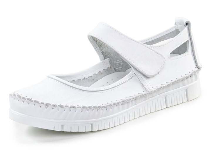 Komfortschuhe - Gemini Mokassin-Slipper mit dezenter Knitter-Struktur, in Größe 036 bis 042, in Farbe JEANS Ansicht 4