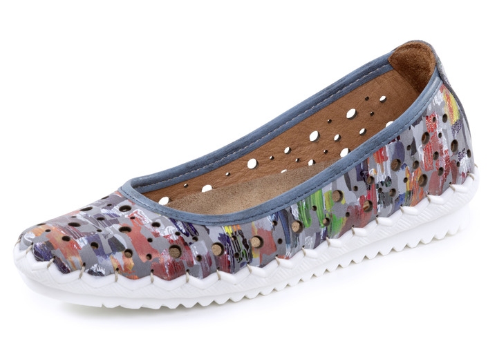 Komfortschuhe - Gemini Ballerina mit luftigen Durchbrüchen, in Größe 036 bis 042, in Farbe JEANS Ansicht 1