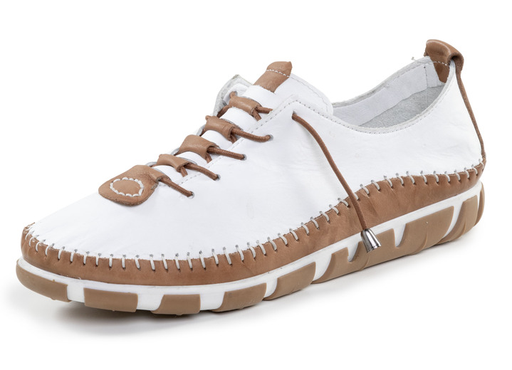 Slipper & Schnürschuhe - Gemini, leichte Damen-Schnürschuhe, Weite G, mit herausnehmbarem Fußbett, in Größe 036 bis 042, in Farbe WEISS-BRAUN Ansicht 1