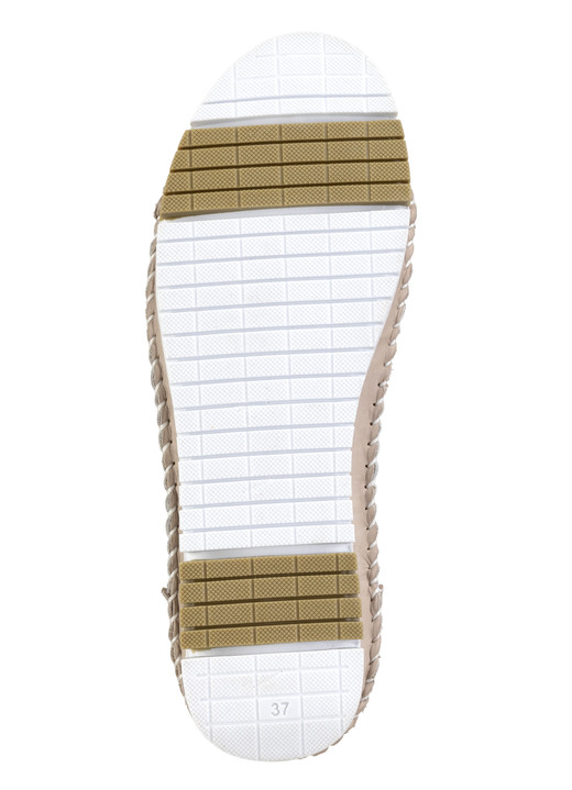 Komfortschuhe - Gemini Mokassin-Slipper mit dezenter Knitter-Struktur, in Größe 036 bis 042, in Farbe TAUPE-WEISS Ansicht 3