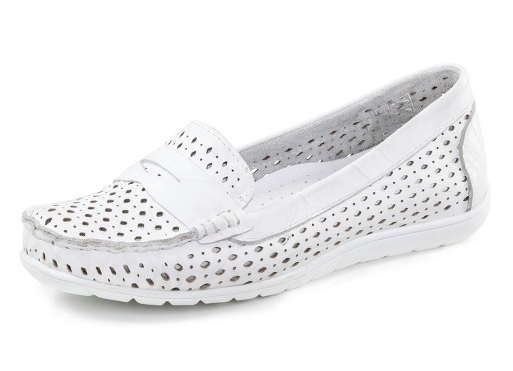 Komfortschuhe - Gemini Slipper aus Nappaleder mit Lederspange, in Größe 036 bis 042, in Farbe WEISS Ansicht 1