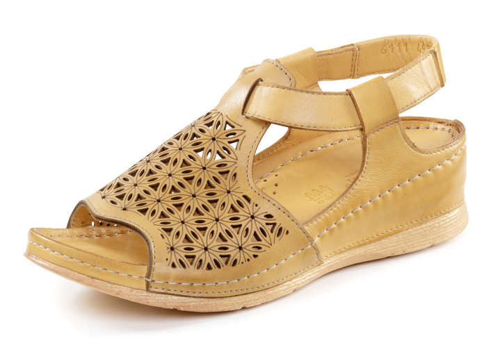 Komfortschuhe - Gemini Sandale aus schattiertem Nappaleder mit Prägung, in Größe 036 bis 042, in Farbe BLAU Ansicht 4