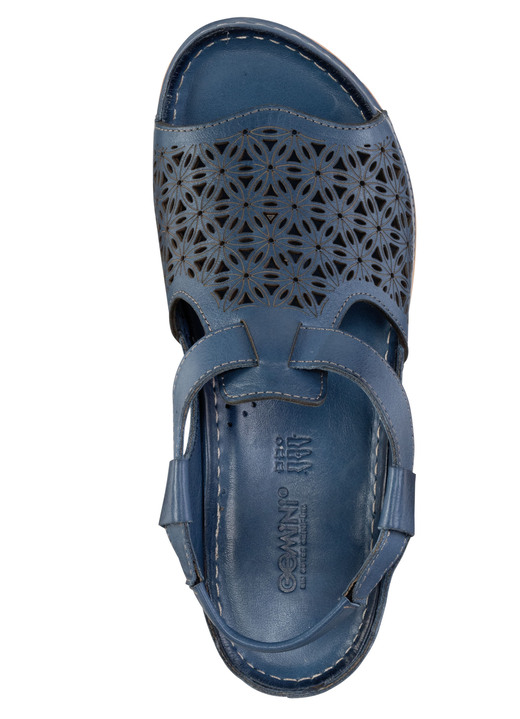 Komfortschuhe - Gemini Sandale aus schattiertem Nappaleder mit Prägung, in Größe 036 bis 042, in Farbe BLAU Ansicht 2