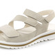 Komfortschuhe - Waldläufer, bequeme Damen-Sandalen, Weite H, mit herausnehmbarem Fußbett, in Größe 3 1/2 bis 8, in Farbe JEANSBLAU – Farbe BEIGE – Ansicht 1