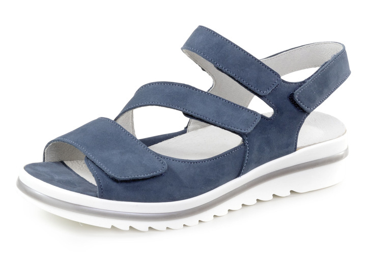 Komfortschuhe - Waldläufer, bequeme Damen-Sandalen, Weite H, mit herausnehmbarem Fußbett, in Größe 3 1/2 bis 8, in Farbe JEANSBLAU Ansicht 1