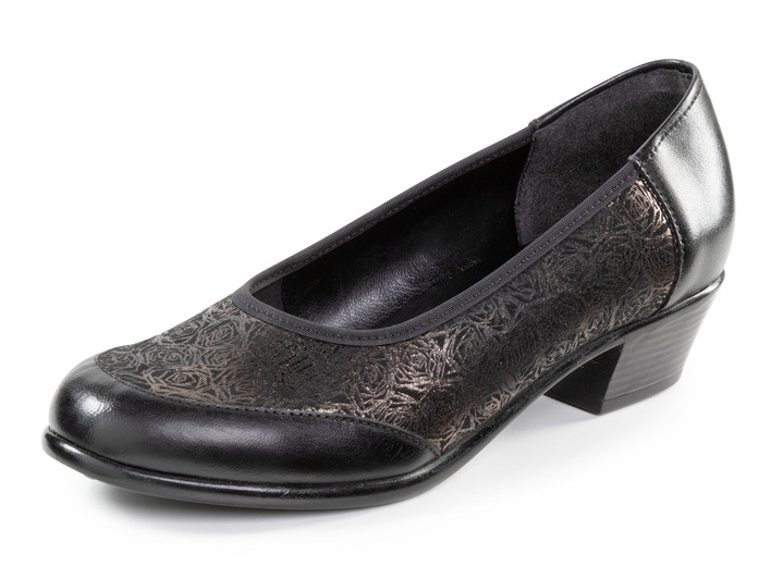 Komfortschuhe - ELENA EDEN, elegante Damen-Pumps, Weite H, mit Gummizug, in Größe 036 bis 042, in Farbe SCHWARZ-BRONZE Ansicht 1