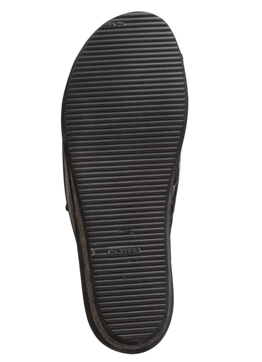 Komfortschuhe - Pantolette aus Nappaleder und krokogeprägtem Lackleder, in Größe 036 bis 042, in Farbe SCHWARZ Ansicht 3