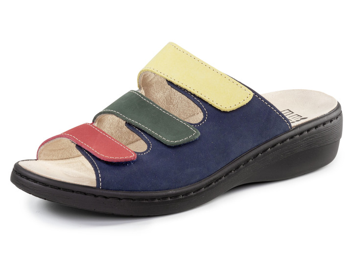 Komfortschuhe - ELENA EDEN Pantolette aus Nubukleder, in Größe 036 bis 042, in Farbe MARINE-BUNT Ansicht 1