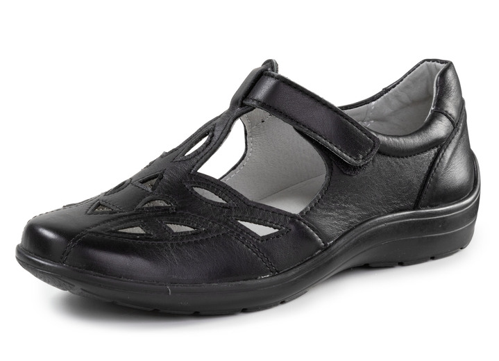 Komfortschuhe - ELENA EDEN Slipper aus teilweise schimmerndem Nappaleder, in Größe 036 bis 042, in Farbe SCHWARZ Ansicht 1