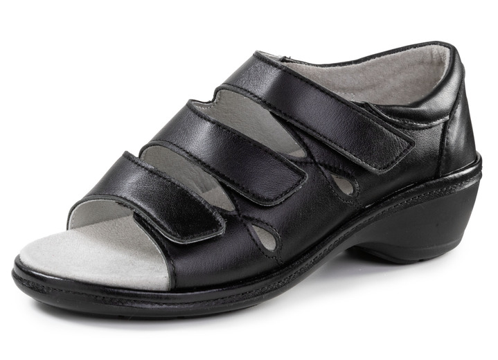 Komfortschuhe - ELENA EDEN Sandale aus teilweise schimmerndem Nappaleder, in Größe 036 bis 042, in Farbe SCHWARZ Ansicht 1