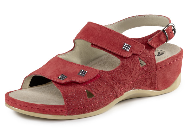 Komfortschuhe - Mubb Sandale mit Elastikeinsatz im Ballenbreich, in Größe 036 bis 042, in Farbe ROT Ansicht 1
