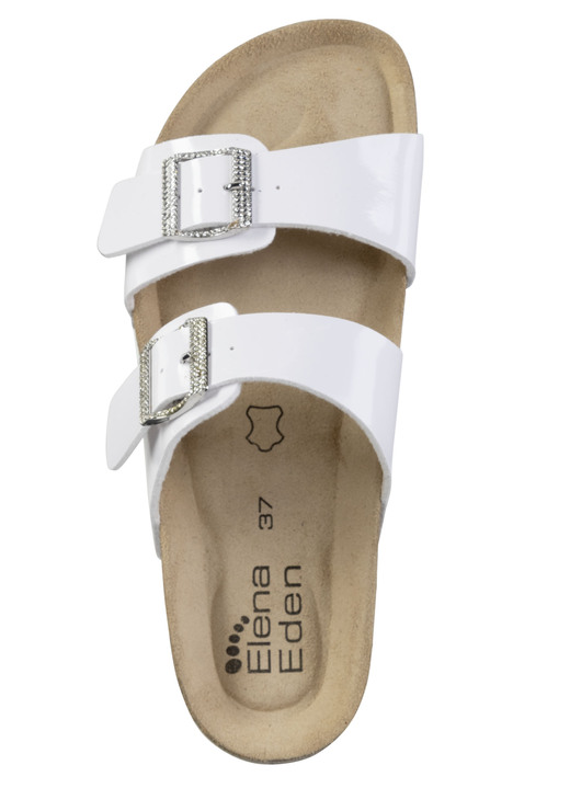 Komfortschuhe - ELENA EDEN Pantolette mit Glitzersteinchen verzierten Schließen, in Größe 036 bis 042, in Farbe ONYXSCHWARZ Ansicht 5