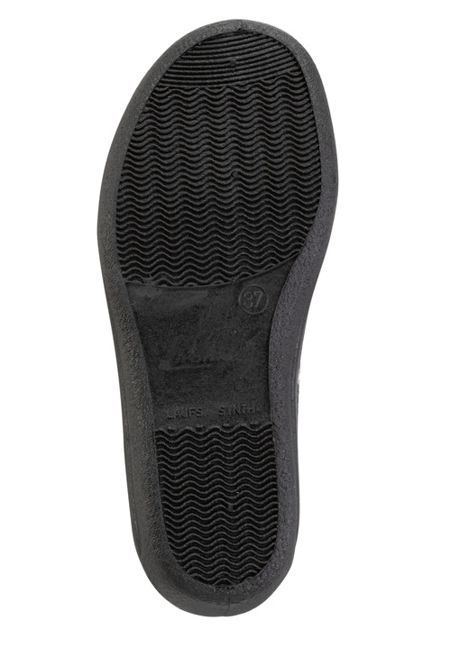 Hausschuhe - Bequeme Damen-Hausschuhe, Weite H, aus floral bedrucktem Meshmaterial, in Größe 036 bis 042, in Farbe GRAU-BUNT Ansicht 3