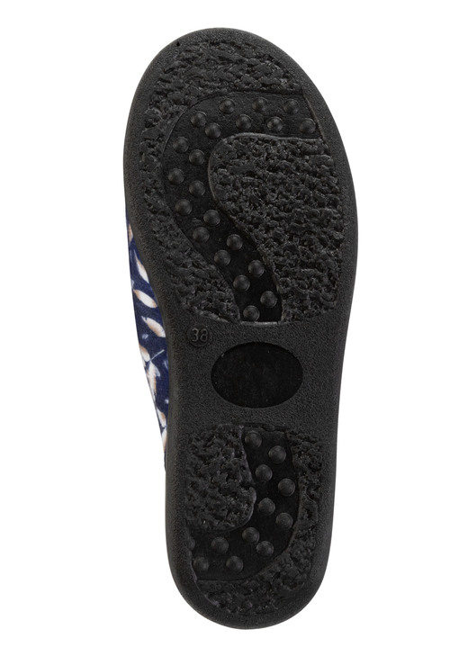 Hausschuhe - Zweierpack Pantoffeln aus samtig, weichem, bedrucktem Textilmaterial, in Größe 036 bis 042, in Farbe 1X BLAU, 1X BORDEAUX Ansicht 3