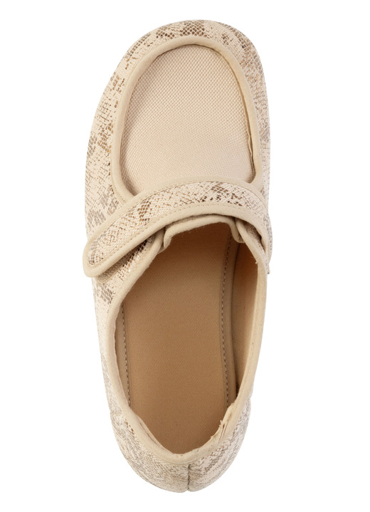 Hausschuhe - ELENA EDEN Hausschuh aus teilweise glänzend bedrucktem Textilmaterial, in Größe 036 bis 042, in Farbe BLAU Ansicht 5